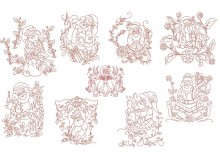 Stickserie - Decorative Santa Redwork